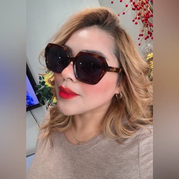 SALE✨CHRISTIAN DIOR blonde Havana DiorMidnight S2F Geometric Sunglasses - Picture 16 of 17